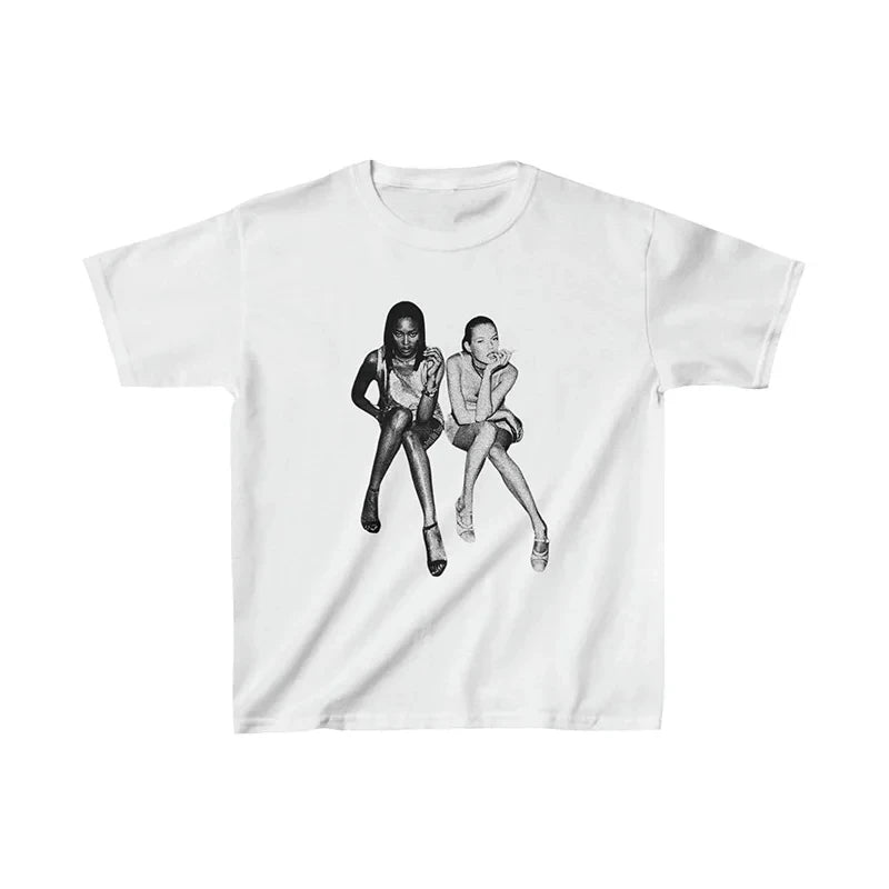 Streetwear Fashion Y2k Style 90s Cool Girls Punk Graphics Men Women Top Vintage Punk Tee Casual Short Sleeve T-shirt Summer Tees