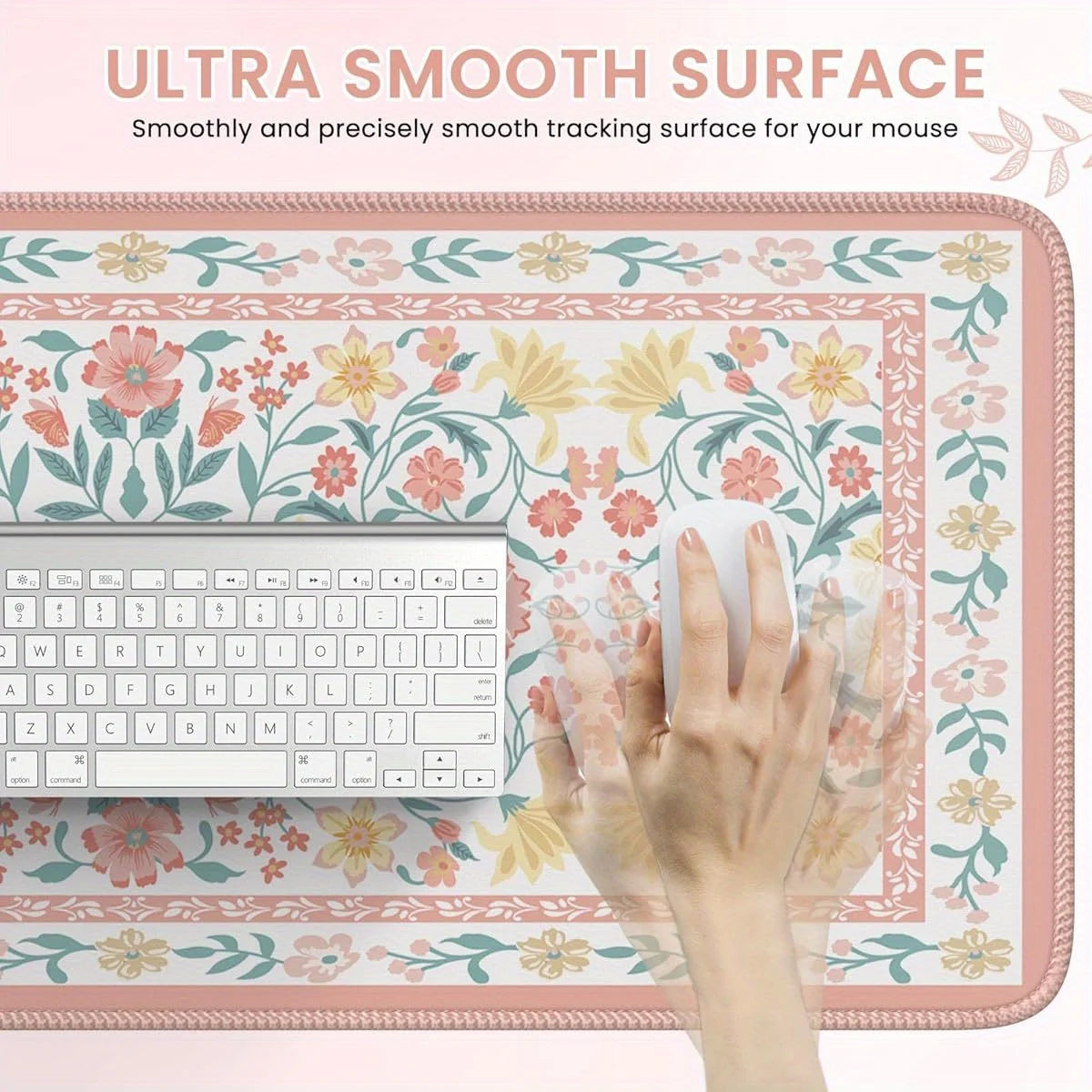 Floral patterned anti-slip mouse pads for office, home and school work areas, computer desktop decoration and office accessories
