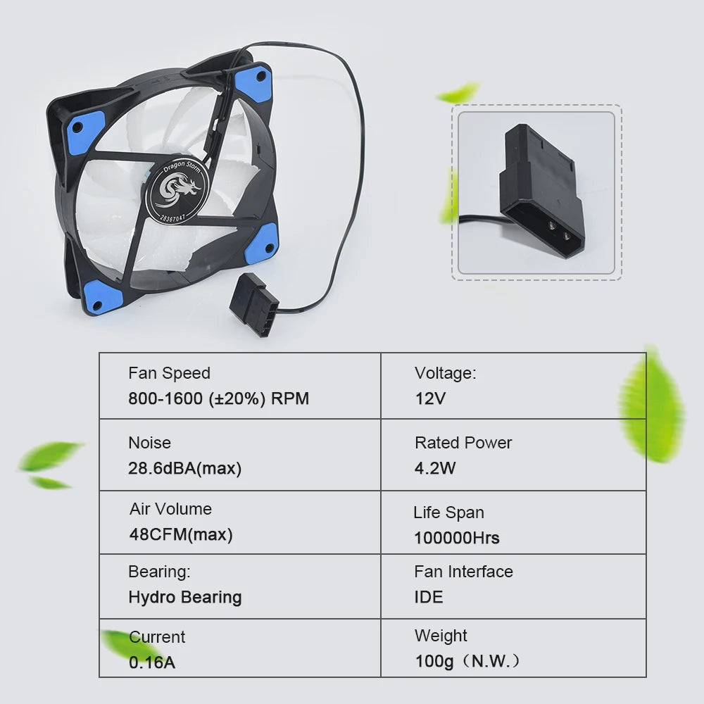 CPU Cooling RGB Silent Fan 120*120*25MM Chassis PC Accessories 120mm Gamer Computer Case 12V