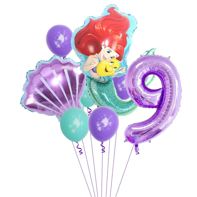 The Little Mermaid Birthday Party Decoration Princess Ariel Paper Napkin Plate Cup Tablecloth Balloons Kids Baby Shower Supplies