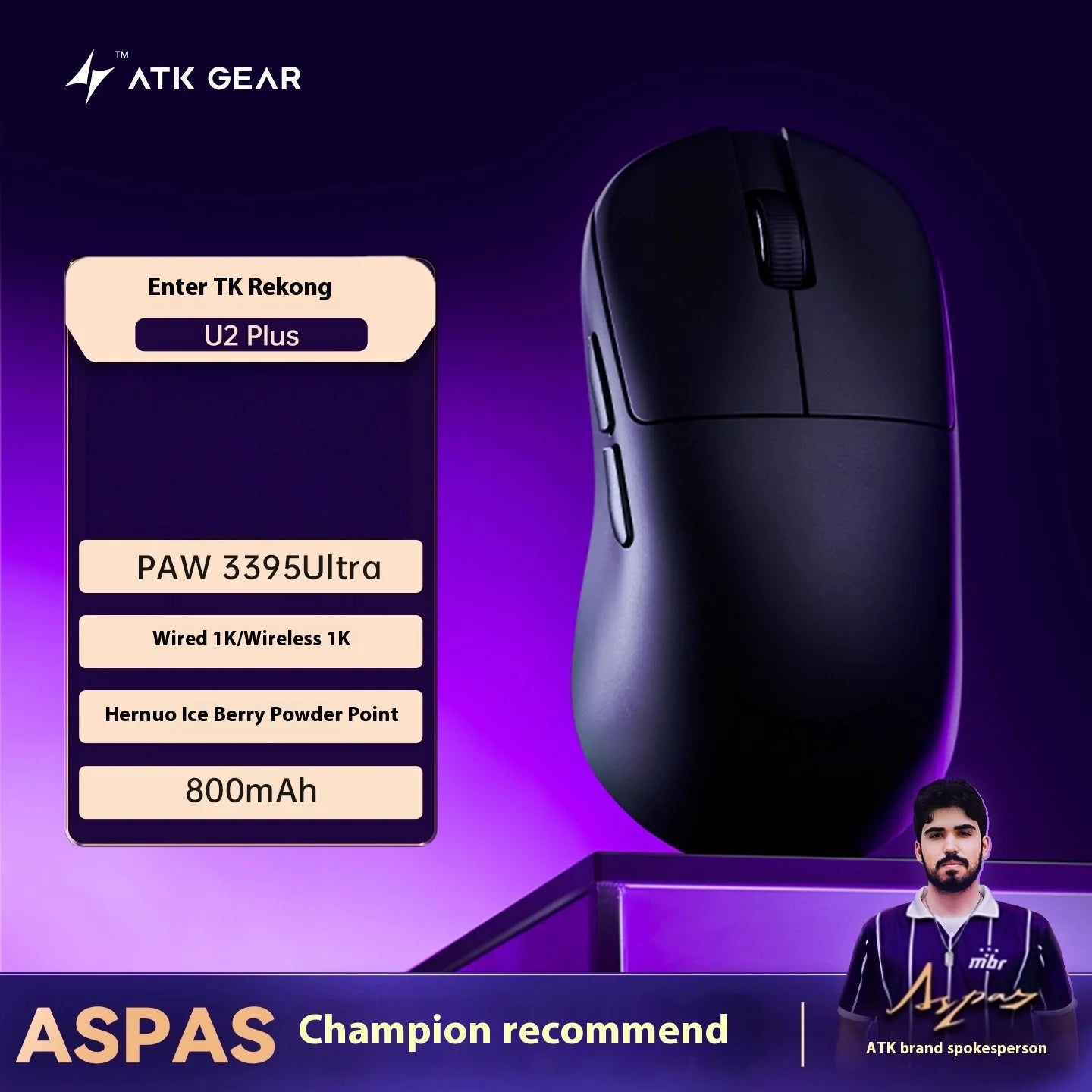 New Atk Lietong U2 Lightweight Wireless Bluetooth Mouse For Gaming Computer Office Ergonomic Design Triple Mode Specialty Mouse