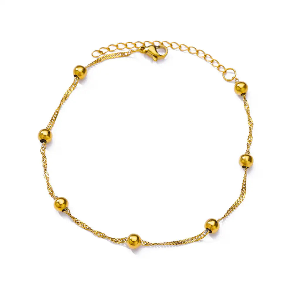 Zircon Cross Anklets For Women Gold Color Stainless Steel Cross Anklet Double Chain Summer Beach Party Jewelry Gift Accessories