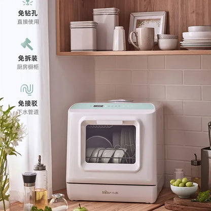 Mini Dish Washer Machine 4sets Intelligent Hot Air Drying Small Bowls Dishes Storage Countertop Dishwasher Lavavajillas