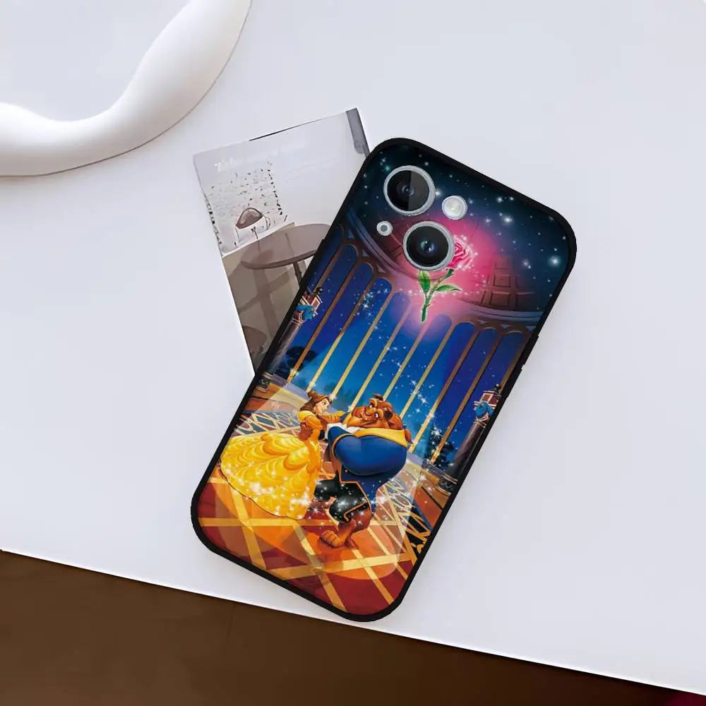 Beauties Beasts Rose Princess Art Print Phone Case For IPhone 1716 15 14 13 Pro Max 11 12 Mini X Xs XR Black Silicone Cover