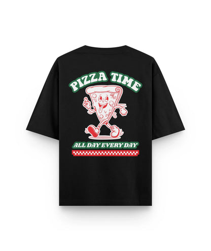 Men Cotton T-Shirt Funny Pizza Time graphic print T Shirt Unisex O-neck short-sleeved Tee Oversized casual Tshirts streetwear