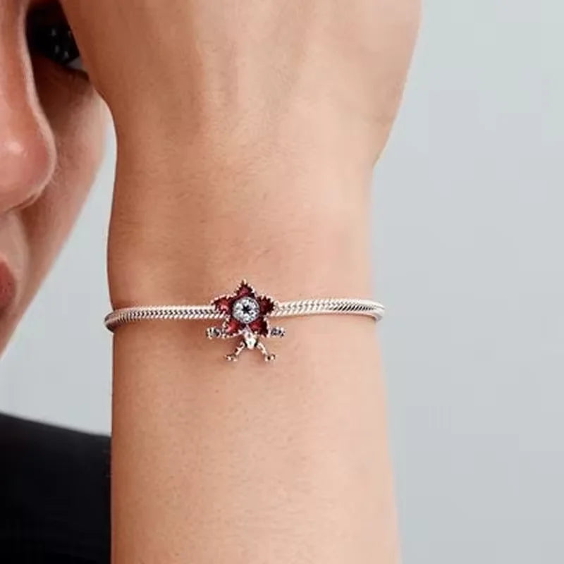 Disney Plata De Ley 925 Silver Charm Monster Activity Flowers Pendant Beads Original Women Bracelets Bangles DIY Jewelry Gift
