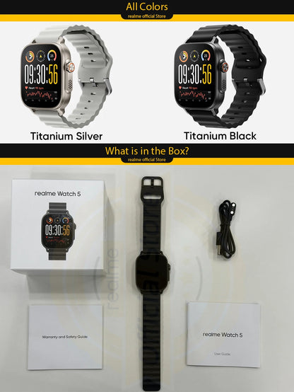 realme Watch 5 Smart Watch 1.97" 2D Flat AMOLED Display Compass & Independent GPS with 5 GNSS 14-day Battery Life NFC Card IP68