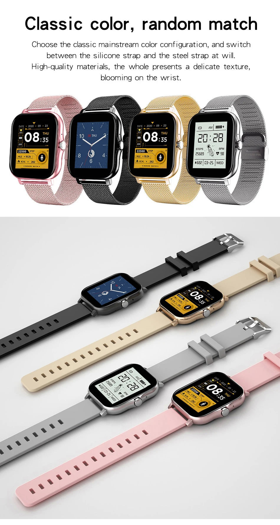 2025 Smartwatch Android Phone 1.44''Inch HD Screen Bluetooth Call Blood Oxygen/Pressure Monitoring Smart Watch Women Men Gift