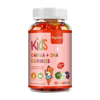 Kids Omega+DHA Gummies with Vitamin D3 -  High IQ Brain Enhancer, Improve Memory and Concentration