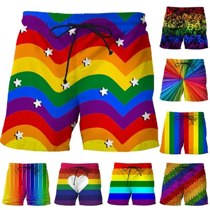 3d Printing LGBT Rainbow Short Pants Street Fashion Breathable Colorful Beach Shorts Vacation Beachwear Swim Trunks Clothing