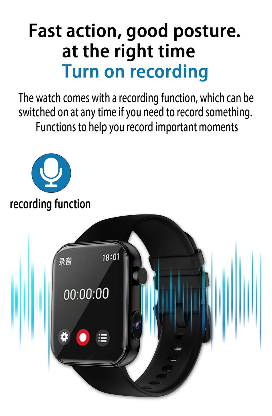 Smart Watch Women Men sound recording Camera Take Photo Record Video Watches Sport Waterproof Bluetooth Call Smartwatch 2025 New