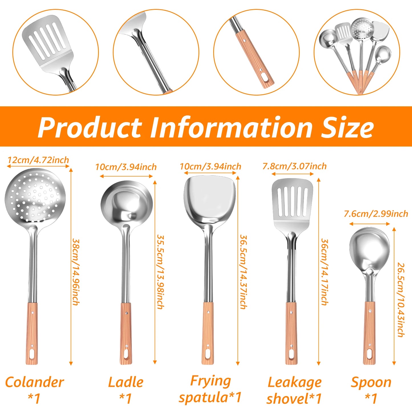 5/10 Pcs Stainless Steel Cooking Utensil Set Heat Resistant Easy Cleaning Kitchen Gadget for Home Restaurant Cooking Accessories