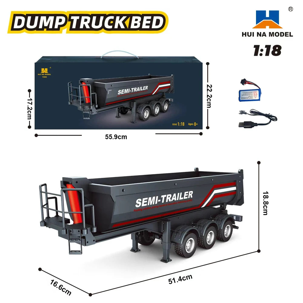 HUINA 1501 770S Alloy Tractor 19CH RC Truck 1/18 2.4G remote control Engineering Trailer Truck with Light and Sound Toys