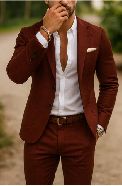 2025 Spring New Men Digital Print Casual Suit Set Jacket Pants Two Piece Cross Border Trade