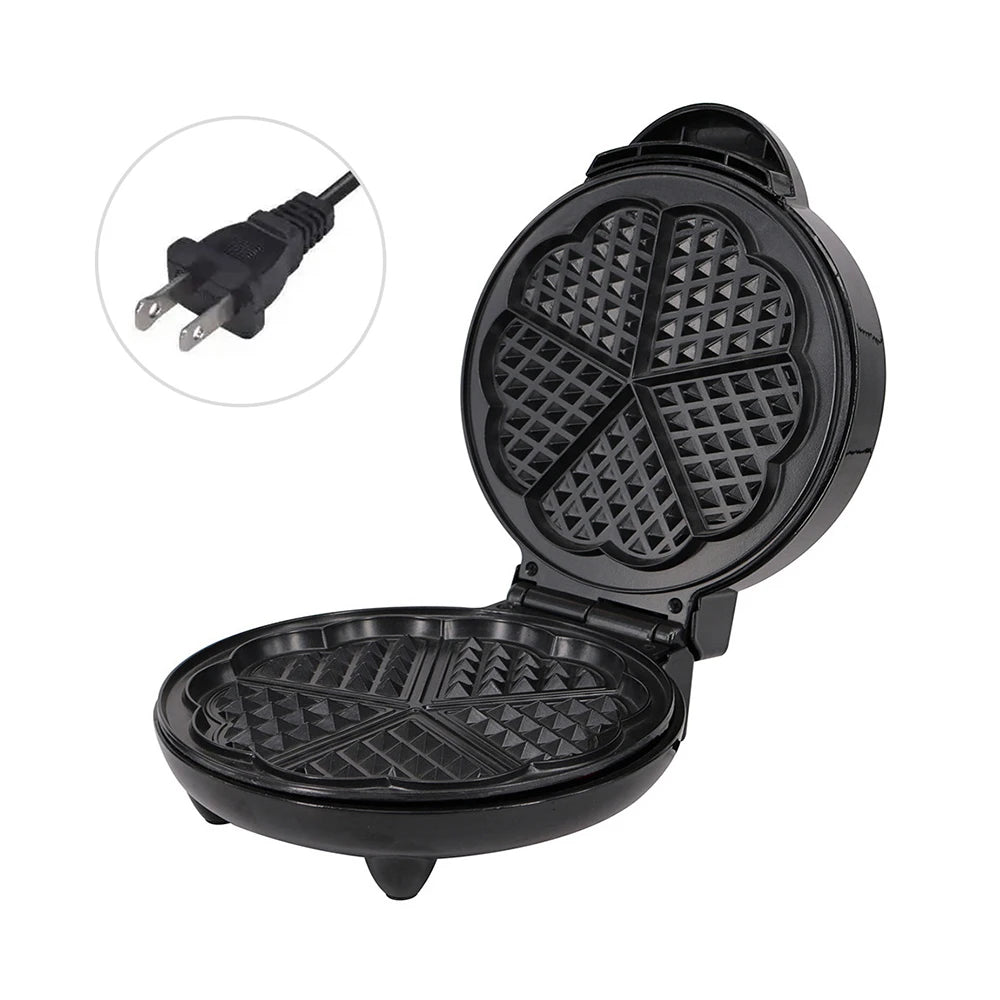 1000W Mini Electric Waffles Maker Bubble Egg Cake Oven Breakfast 5 Heart-Shaped Waffles Griddle Iron Maker Cooking Appliance