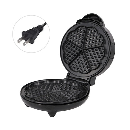 1000W Mini Electric Waffles Maker Bubble Egg Cake Oven Breakfast 5 Heart-Shaped Waffles Griddle Iron Maker Cooking Appliance