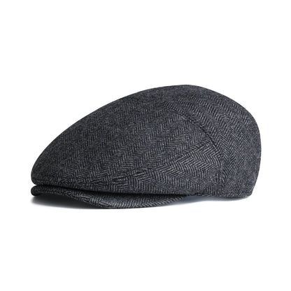 JANGOUL XL/XXL Wool Tweed Newsboy Flat Cap for Men Winter Fashion Ivy Cap Gatsby Golf Hat Satin Lined