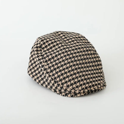 British Style Children's Forward Cap Retro Plaid Newsboy Hat Casual Octagonal Trendy Korean Version Knitted Casual Artist Hat