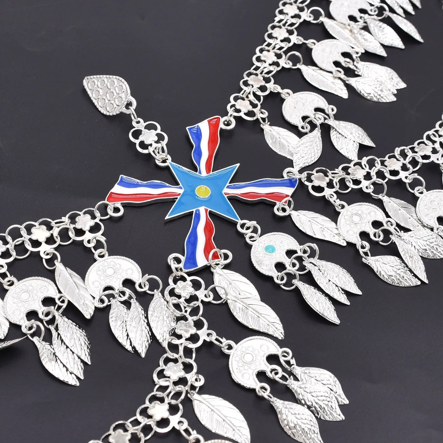 Vintage Silver Plated Moon Leaves Hair Accessories Boho Afghan Ethnic Women's Hair Jewelry Assyrian Tribe Bride Wedding Headband