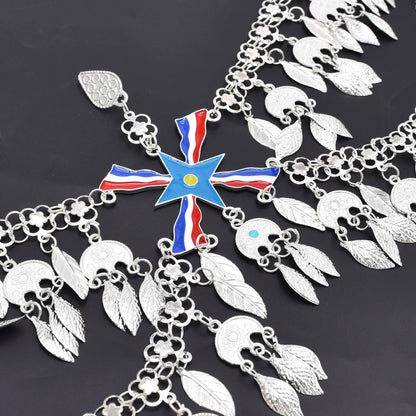 Vintage Silver Plated Moon Leaves Hair Accessories Boho Afghan Ethnic Women's Hair Jewelry Assyrian Tribe Bride Wedding Headband
