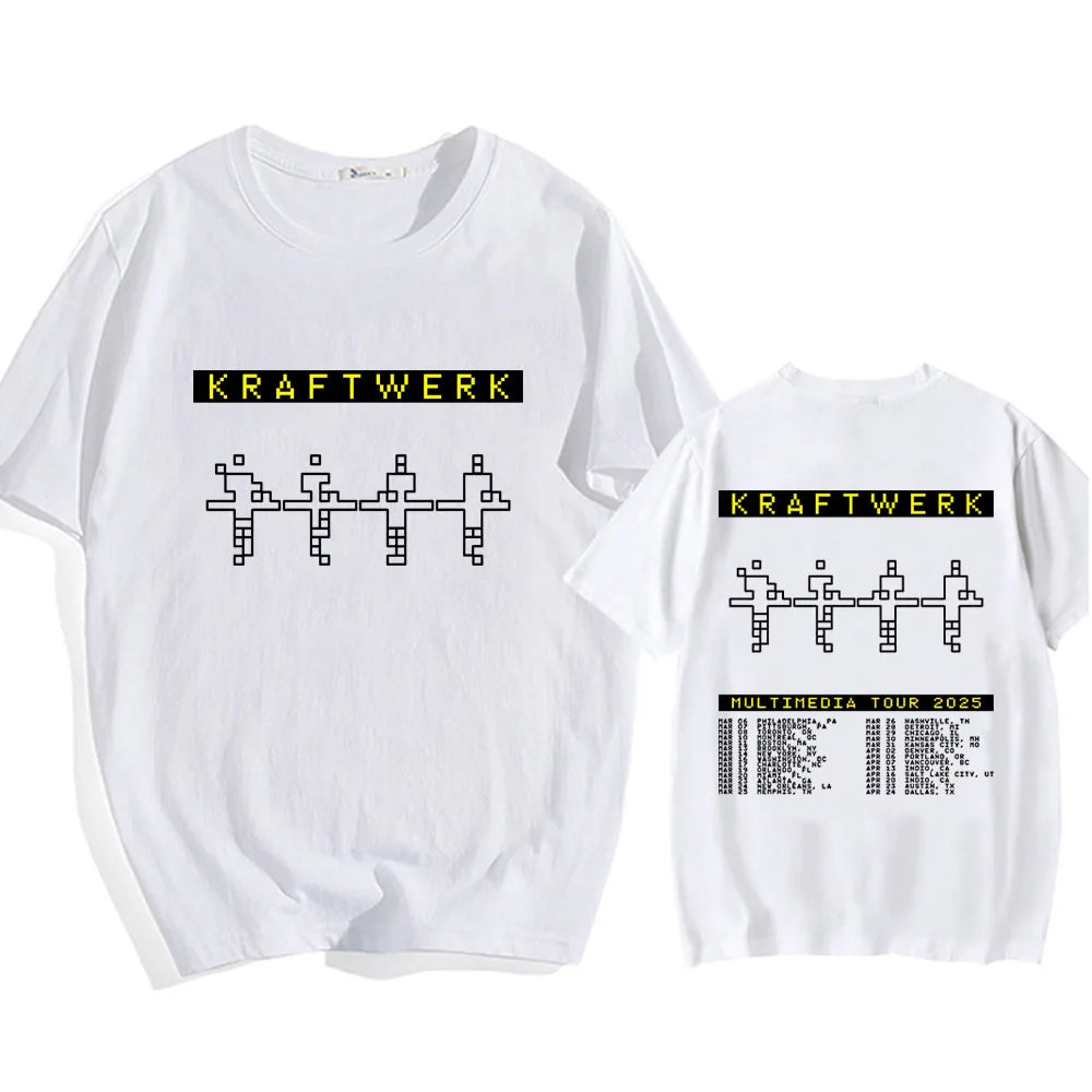 Electronic Band KRAFTWERK Tshirts Cotton Short Sleeve Male T-shirt Summer Round Neck Hip Hop Streetwear Unisex Men/Women Tees