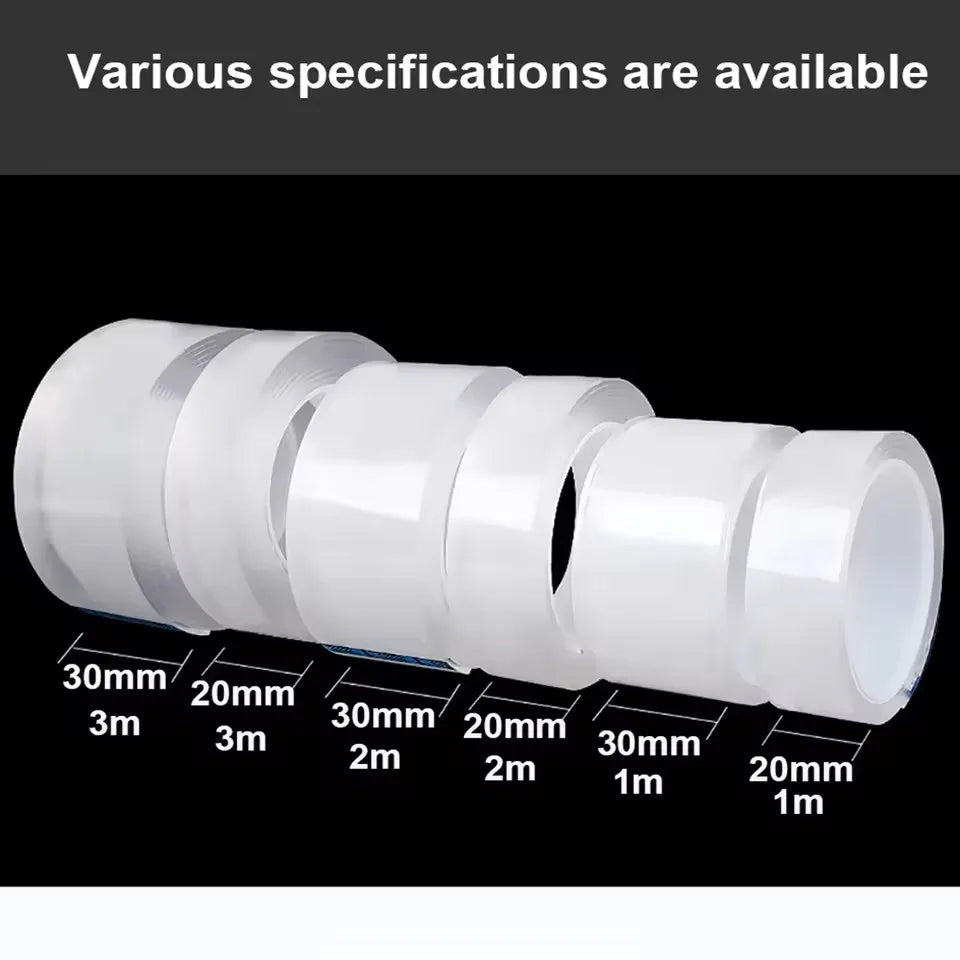 Nano super strong double-sided adhesive tape, waterproof reusable transparent tapes, heat resistance, home and bathroom decorati