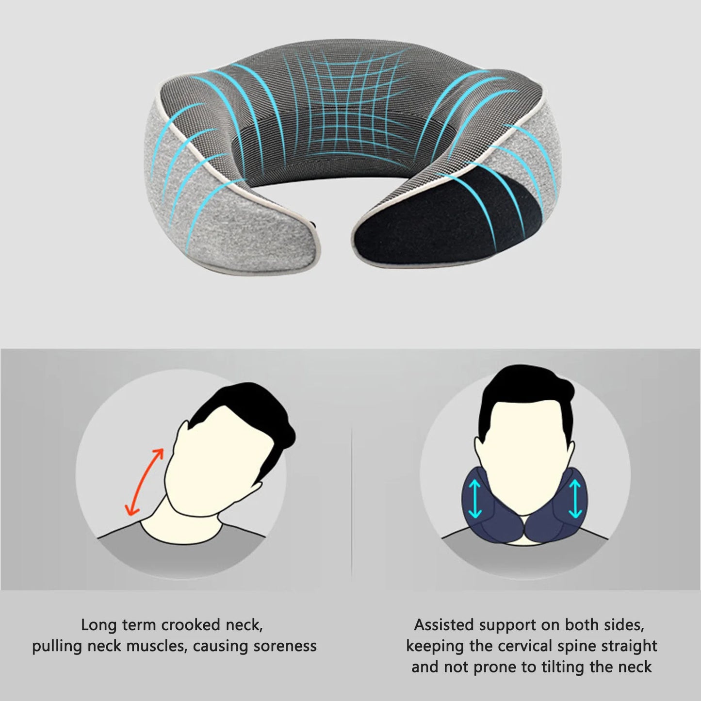 U-shaped Travel Pillow Adjustable Portable Neck Protection Pillow for Welcome Festival