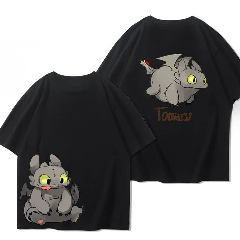 Miniso How To Train Your Dragon Toothless Boy Eddie Pikachu Around Short Sleeved Men and Women Summer Cotton T-shirt Trend