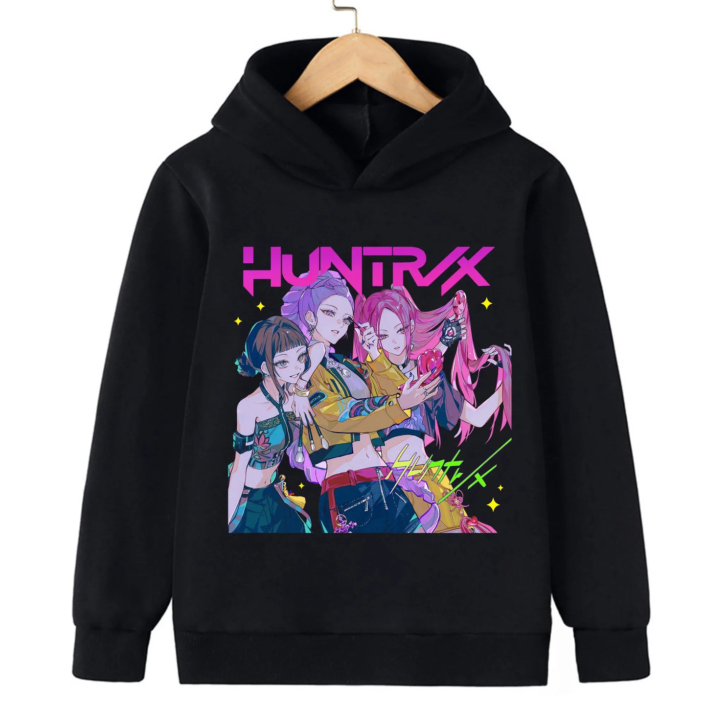 2025 KPop Demon Hunter Cartoon Girls Boy Hooded Sweatshirt Warm Children's Korean Wave Fashion Casual Tops Casual Girls Clothing