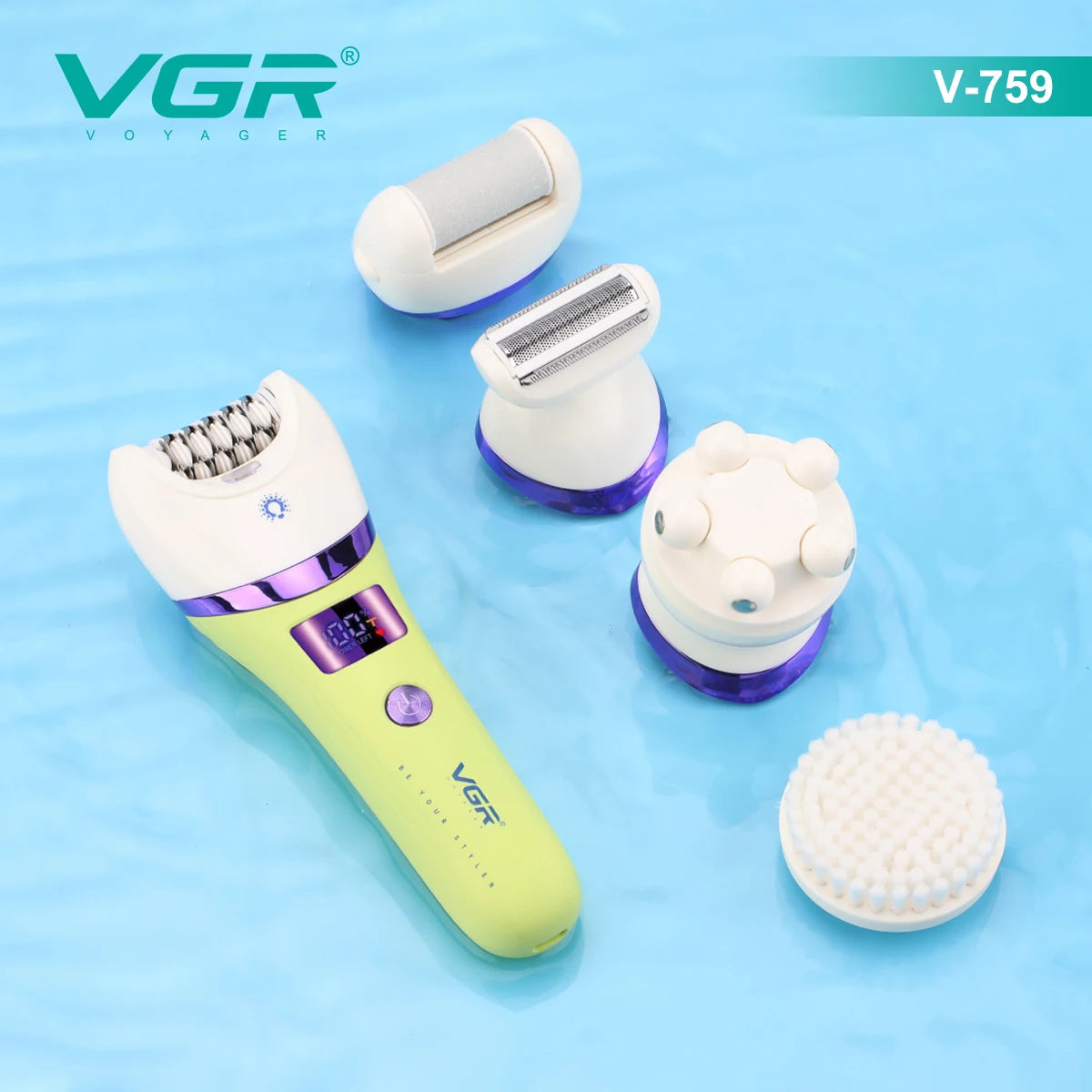 VGR Hair Trimmer Electric Epilator Hair Removal Personal Care Appliances Body Trimmer 5 IN 1 Waterproof Hair Remover Women V-759
