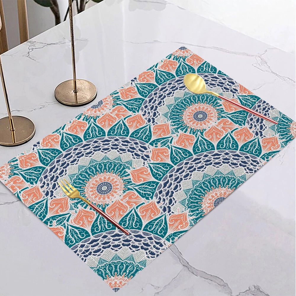 Japanese Ukiyo-e Style Linen Placemat Non Slip Table Mats Rectangular Non Slip Dining Table for Kitchen Home Decor Essentials