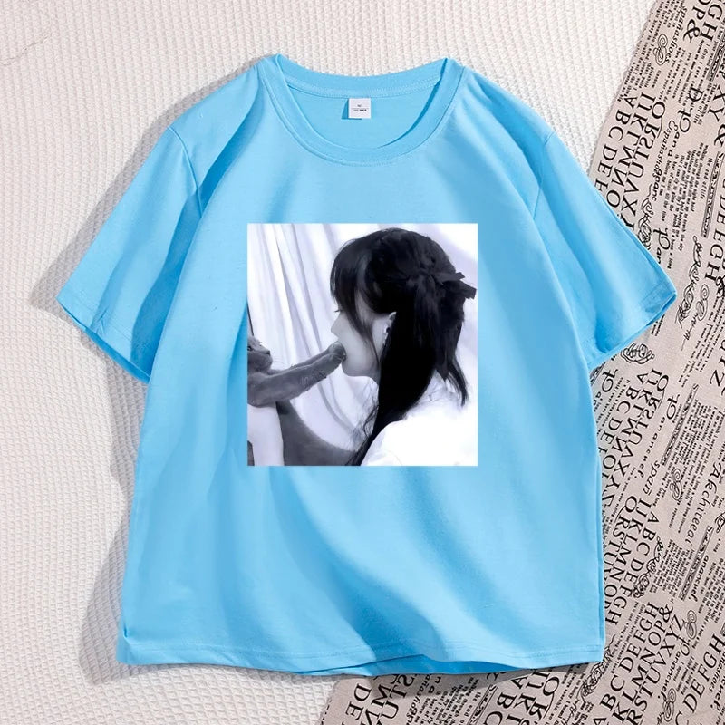 Funny Dirty Heart Cat T-shirt Men's Fashion Street Wear High Quality Tshirt Man Designer Clothes Unisex Cotton Short-sleeve
