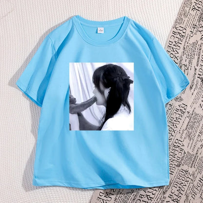 Funny Dirty Heart Cat T-shirt Men's Fashion Street Wear High Quality Tshirt Man Designer Clothes Unisex Cotton Short-sleeve