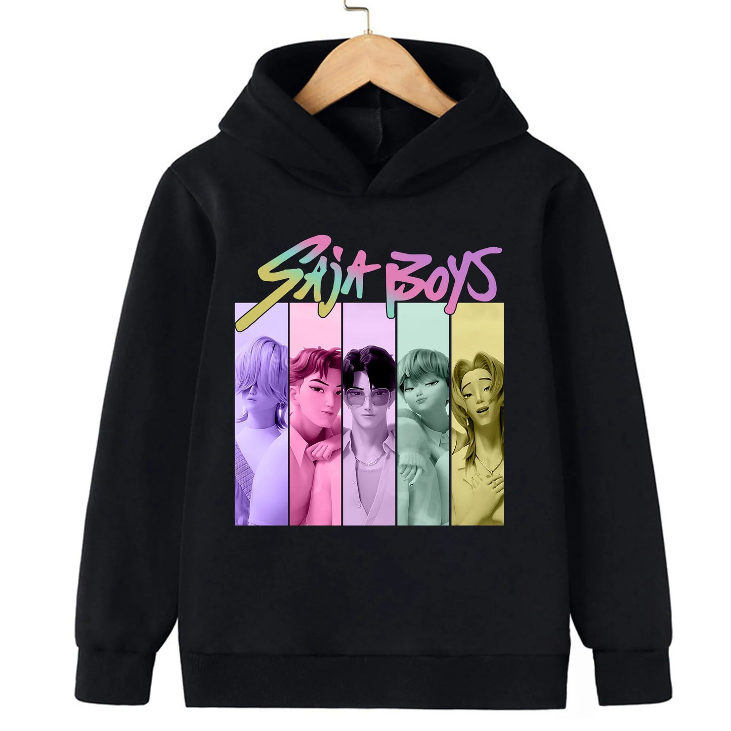 2025 KPop Demon Hunter Cartoon Girls Boy Hooded Sweatshirt Warm Children's Korean Wave Fashion Casual Tops Casual Girls Clothing