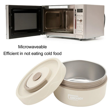 440ML Thermal Cooking Pot 304 Stainless Steel Double Layer Portable Round Shape Thermal Lunch Container Insulated Food Container