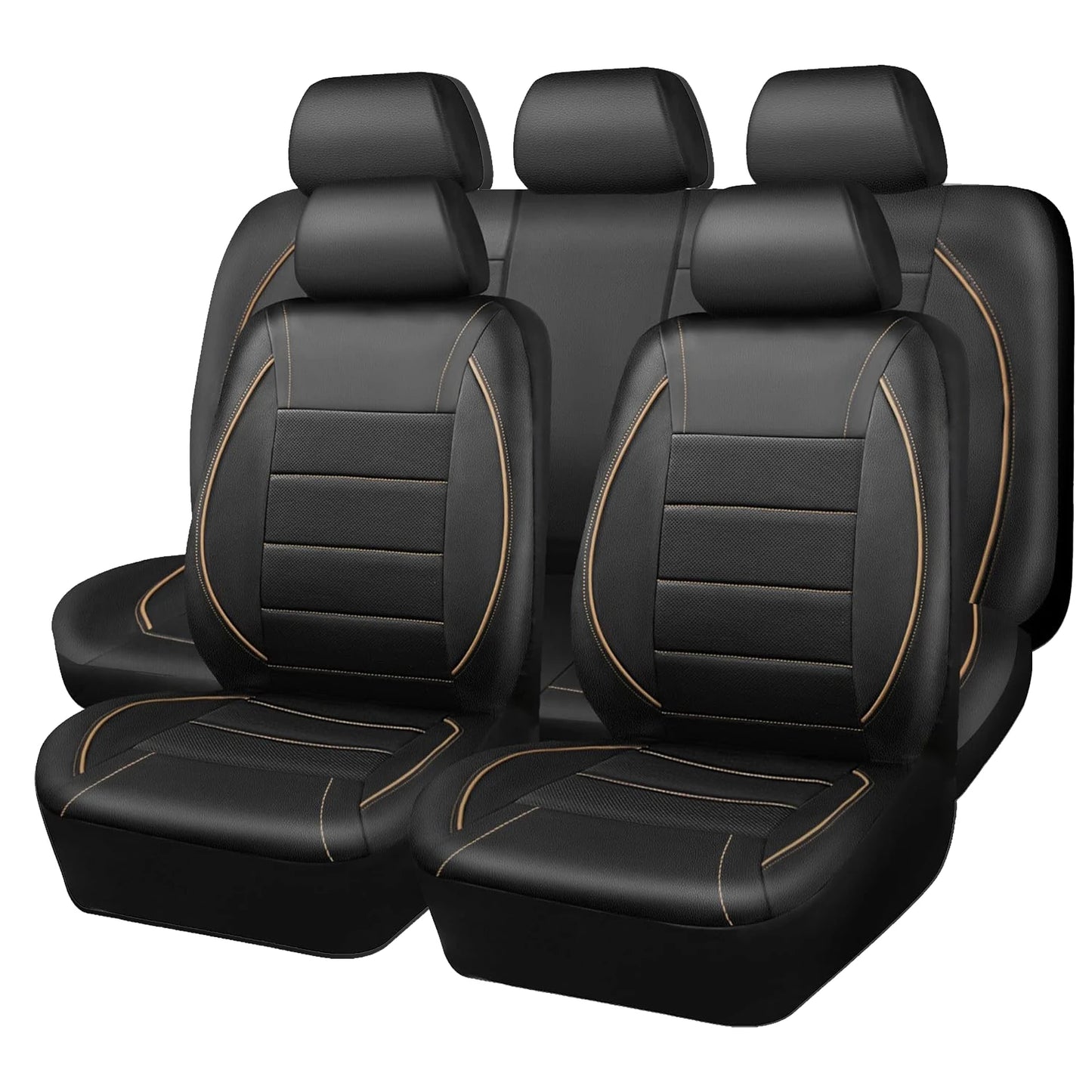 Universal Leather Car Seat Covers Red Simple Waterproof 5 Seat Car Seat Cover
