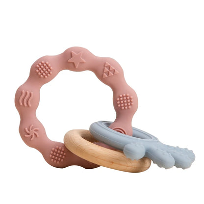 Baby Teether Forest Rudder for Kids Flower Silicone Rattle Fruit Cartoon Ring Silicone Babies Gym Silicone Toys for Children