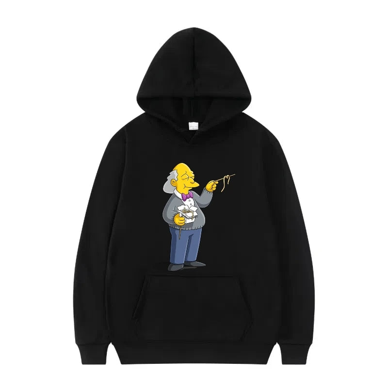 Disney The Simpsons Funny Pattern Casual Hooded Tops Men Woman Loose Comfortable Winter Black Sports Pullovers Fashion Clothing