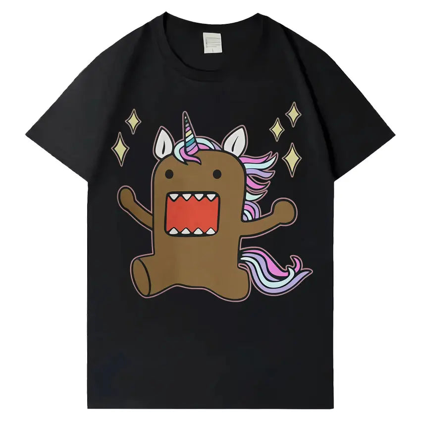 Domo Kun Funny Meme T Shirts Men's Women Clothes Classic Cotton Casual Tee Shirts Short Sleeve Oversized T-shirt Tops Streetwear