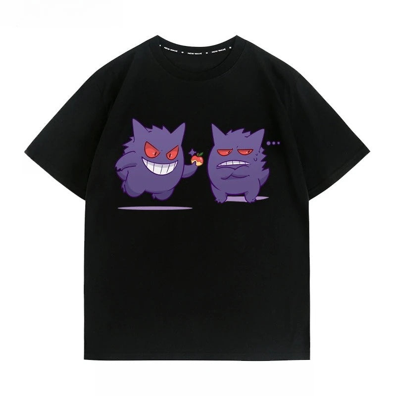 Pokémon Peripheral Clothes Gengar Cartoon Couple Wear Short-sleeved Top Men and Women Summer Animation Peripheral Joint T-shirt