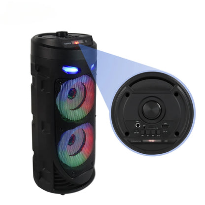 Large Square Dance Portable Bluetooth Speaker LED Colorful Light Soundbar Column KTV Soundbox Wireless Subwoofer HiFi Boombox