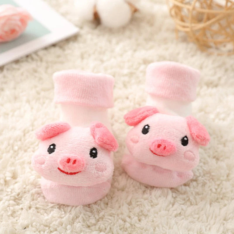 Cartoon Animals Baby Socks Spring Autumn Newborn Middle Tube Sock Non-slip Children Floor Socks Cute Boys Girls Footwear 0-1Year