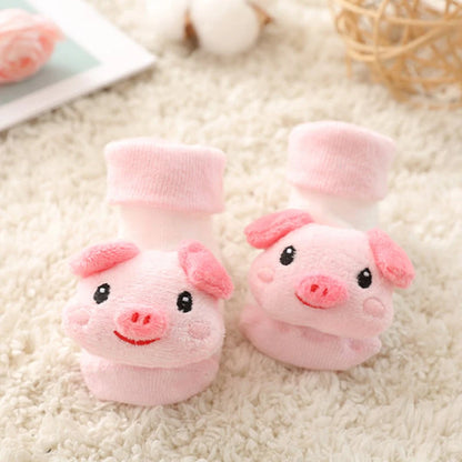 Cartoon Animals Baby Socks Spring Autumn Newborn Middle Tube Sock Non-slip Children Floor Socks Cute Boys Girls Footwear 0-1Year