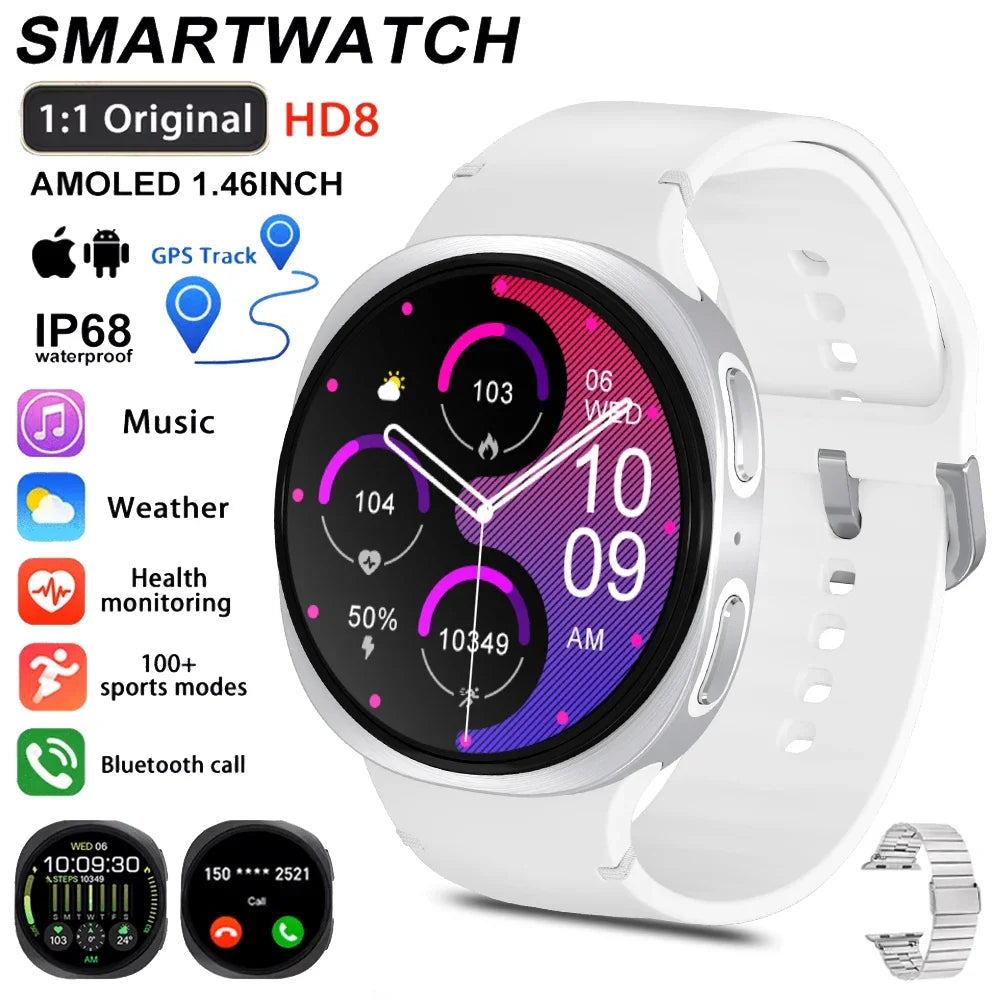 2026 New HD8 Smart Watch 1.46" Al Assistant SOS Sports Mode Heart Rate Women’s Health IP68 Waterproof Bluetooth Call Smart Watch