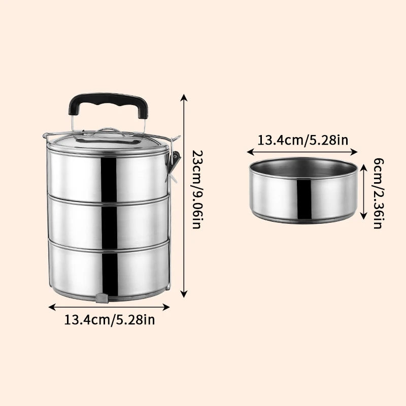 2/3/4/5 Layers Stainless Steel Lunch Box Lunch Container Heatable Portable Lunch Box Outdoor Thickened Large Capacity Pot