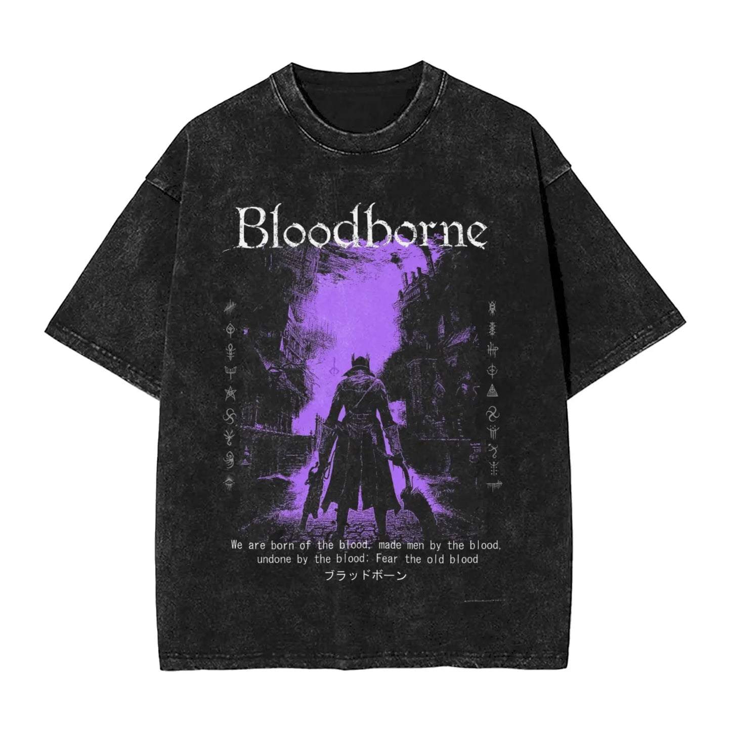 Bloodborne Darks Souls Washed T Shirts Streetwear Hip Hop Vintage T-Shirt  Tees Tops for Men Women Cotton Street Graphic Printed