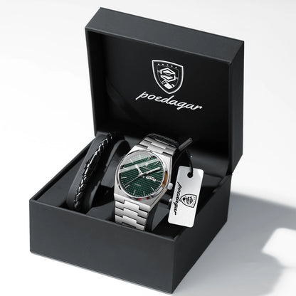 POEDAGAR High Quality Luxury Watch For Men Waterproof Luminous Man Wristwatch Original Date Week Quartz Casual Men's Watches+Box