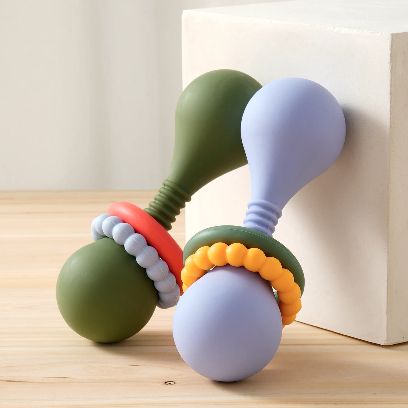 Color Kids 1PCS Silicone Baby Teether Toy 0-12 Months Hand Grip Rattle Tactile Training Safe Chew Toy Infant Shower Gift