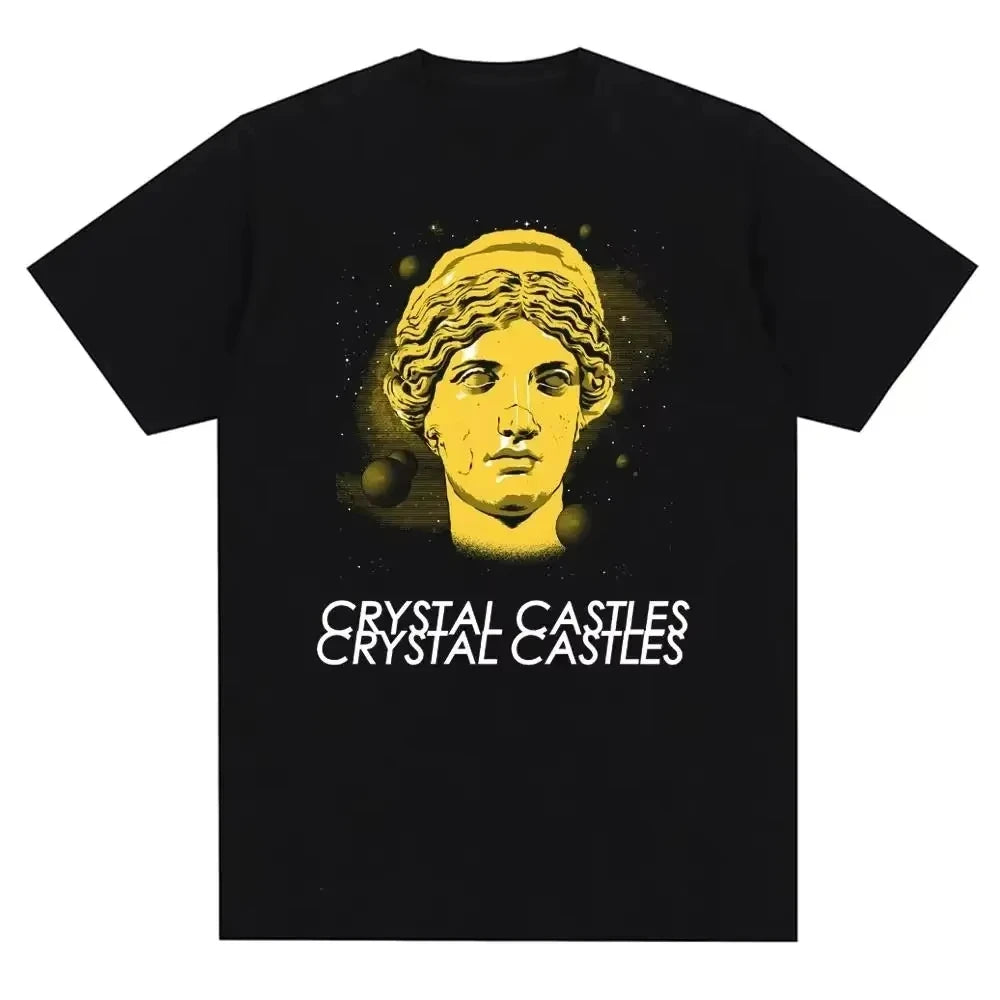 Cotton Tees Men Casual Crystal Castles Fashion Print T Shirt Crew Neck Streetwear Men T Shirt Women Free shipping Men T Shirt