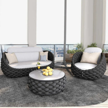 All-Weather Rattan Outdoor Sofa Set Courtyard Combination Double Chair Leisure Terrace Furniture for Villa Balcony Living Room